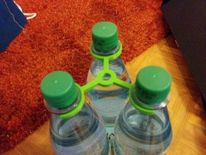 holder 3 water bottles household supplies 3d print model - Mito3D