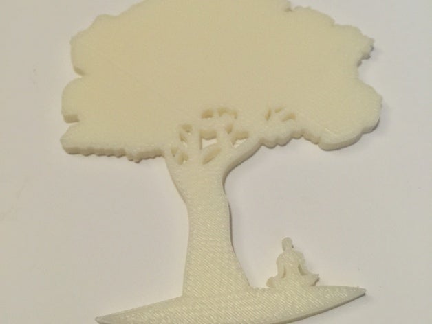 buddista in meditazione art posizione del loto silhouette albero l'arte della parete zen 3D print model - Mito3D