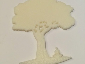 buddhistische Meditation Kunst lotus-position silhouette Baum Wand-Kunst zen 3d print model - Mito3D