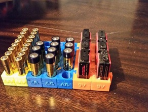 modular de suporte bateria recipientes 9v aa aaa célula moeda 3d print model - Mito3D