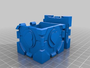 companion cube box w-Scharniere Spiele portal 2 Scharnier 3d print model - Mito3D