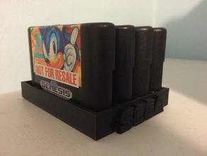sega genesis - 4 cartridge holder toy & game accessories logo videogames video 3d print model - Mito3D