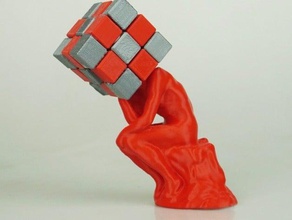 pensador cubo de rubik puzzles la diversión el karate langosta puzzle rubiks cube 3d print model - Mito3D