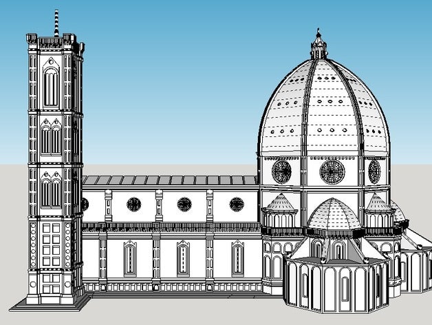 catedral de santa maria del fiore las estructuras edificios bell la maría flor católica iglesia florencia el italiano italia seetheworld torre 3D print model - Mito3D