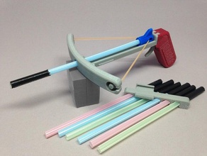 snap fit mini crossbow mechanical toys drinking straw toy 3d print model - Mito3D