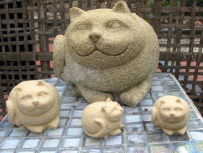fat cat scans & replicas 123d catch cats garden ornament statue 3d print model - Mito3D