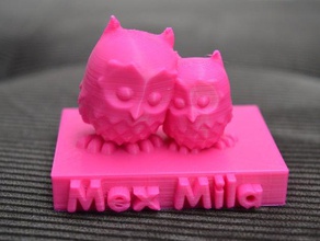 cuddling owls remix name sculptures 3d print model - Mito3D