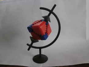 ingranaggio cubo globus titolare sculture rubiks cube stand 3d print model - Mito3D