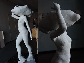 tête de gros nuages sculptures le cloud jeune fille nude nu sculpture poseur 3d print model - Mito3D