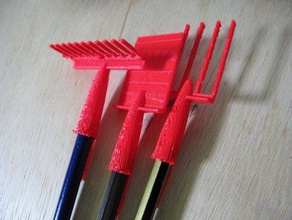 pen lid garden set other fork toy bic openscad pencil rake spade 3d print model - Mito3D