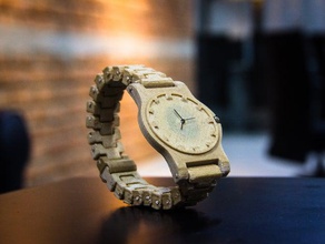 functional wood fill wrist watch fashion colorfabb accessories jewellery julia fractal woodfill 3d print model - Mito3D