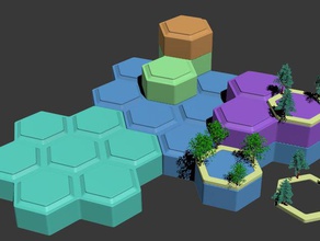 abierto warhex - modular panorámicas 3d hex de terreno del proyecto juegos y juguetes 6mm battletech hexágono en miniatura paisaje scifi wargame 3d print model - Mito3D