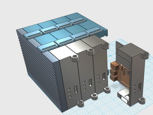 raspberry pi caso pc blade center computador 525 servidor montagem de cremalheira 3D print model - Mito3D