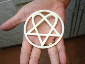 heartagram él logotipo signos y logotipos de la banda emblema corazón el música pentagrama rock ville valo 3d print model - Mito3D