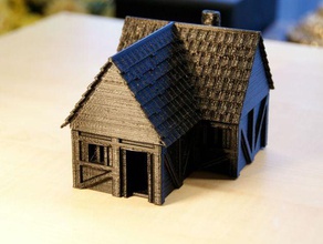 kleines Ferienhaus l-Typ Gebäude & Strukturen cottage haus Haus rpg tabletop tabletop-Spiel 3d print model - Mito3D