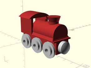 3d-gedruckte Holz-Zug-Lokomotive' Spielzeug & Spiele customizer openscad Zug 3d print model - Mito3D