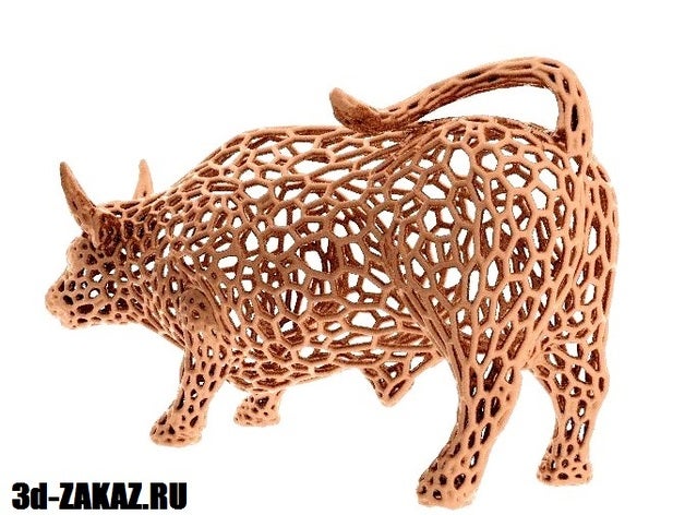la carga de toro estilo voronoi matemáticas art montante 3D print model - Mito3D