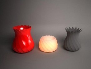 burgulu vazo tealight tutucu dekor çiçek spiral çay ışığı bükülmüş 3d print model - Mito3D