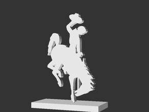 wyoming bronco rider signs & logos cowboy horse statue 3d print model - Mito3D