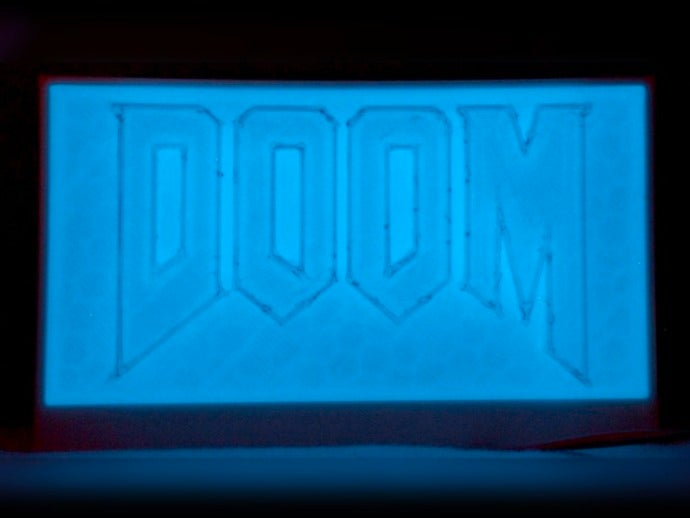 doom utilitários cabeceira da lâmpada fluorescente sinais logotipos 3D print model - Mito3D