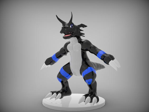 growlmon dark edition Spielzeug & Spiele 3D print model - Mito3D