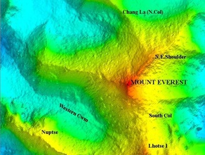 everest sport & outdoors 3d relief map geography mt nasa srtm raised 3d print model - Mito3D