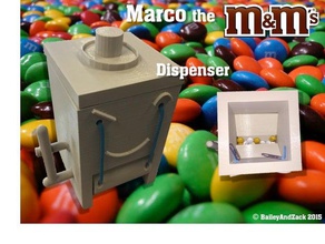 marco m&m dispenser mechanical toys 3d printed printer assembly bailey baileyandzack candy chocolate food machine mm mms physics plastic project rcds riverfield rubber band science toy vending zack 3d print model - Mito3D