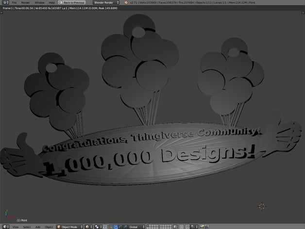 1000000th design signs logos celebration one million designs millionth thingiverse 3D print model - Mito3D
