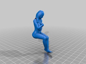 naakt zittend meisje mensen 3d print model - Mito3D