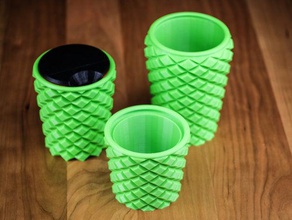 drinking cups 8oz 12oz 16oz kitchen dining coffee gasket lid ninjaflex pineapple tea water 3d print model - Mito3D