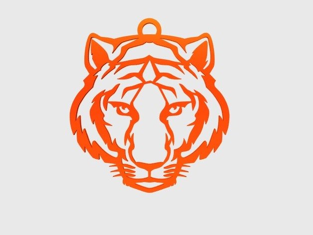 tiger keychain fashion 2d amulet animal cat cool 3D print model - Mito3D