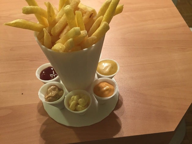 frites de la coupe cuisine à manger bol jetons pot soutien 3D print model - Mito3D