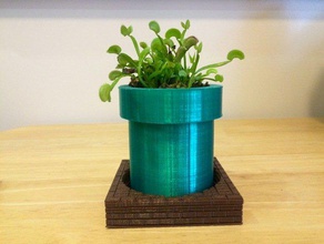 super mario warp tube planter brick tray outdoor garden carnviorous plants venus fly trap 3d print model - Mito3D