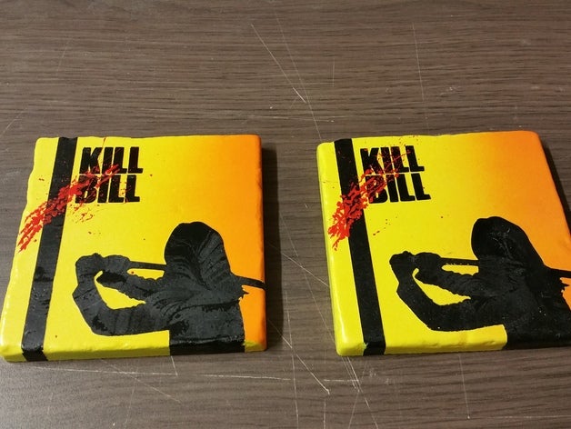 kill bill marble coaster signs logos drink painted 3D print model - Mito3D