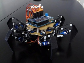 hexro 12-servo-motoren hexapod robot robotica 6 been 9g servo 3d print model - Mito3D