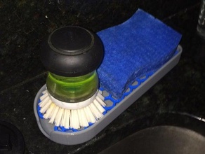 brush spongesoap dish household supplies holder kitchen oxo palm soap strainer solidworks sponge 3d print model - Mito3D