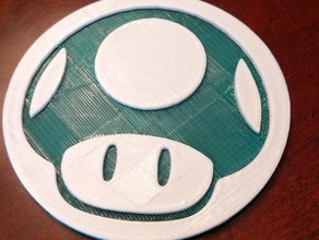 1-up mushroom coaster keuken dineren nintendo smash bros super mario video games 3d print model - Mito3D