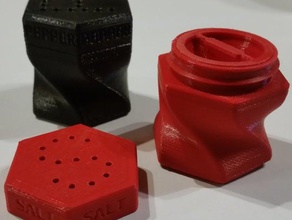 tuz biber çalkalayıcı hex mutfak yemek shakers tuzluk 3d print model - Mito3D
