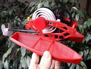 spring propelled catamaran mechanical toys boat gears propeller 3d print model - Mito3D