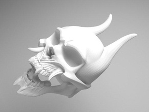 oni skull sculptures demon halloween horn prop 3d print model - Mito3D