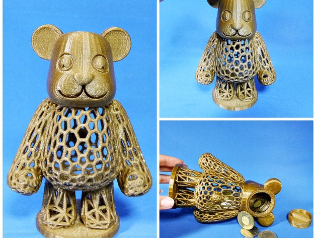 ours en peluche de la banque animaux jouet voronoi 3D print model - Mito3D