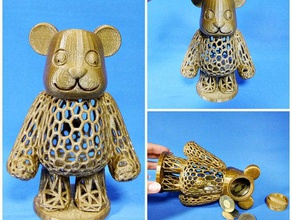 urso de pelúcia banco animais brinquedo voronoi 3d print model - Mito3D
