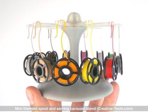 mini filament spool earring carousel stand earrings decorative jewel jewellry jewelry miniature scale model 3d print model - Mito3D
