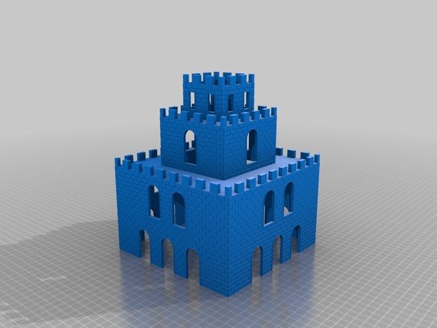 mario bros big castle buildings structures 3D print model - Mito3D