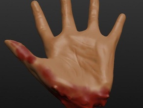 afgehakte hand de andere bloederig halloween menselijk van links linker zombie 3d print model - Mito3D