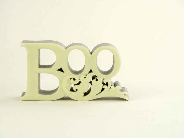boo decor design earl grey faberdashery glowbug yellow glow dark halloween signage 3D print model - Mito3D