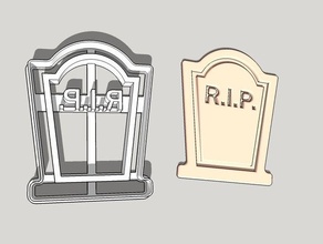 tomb stone cookie cutter kitchen dining cookies halloween 3d print model - Mito3D