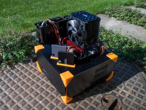 híbrido impressos em 3d pc eletrônica computador gabinete do itx laranja banco de ensaio 3d print model - Mito3D