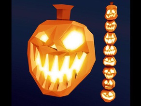 peu de citrouilles décor sculpté mignon la fête d'halloween les têtes jack jack-o-lantern lanterne low poly d'orange effrayant petit 3d print model - Mito3D