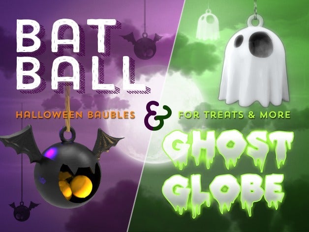 batball ghostglobe decor bauble container decoration halloween holiday 3D print model - Mito3D